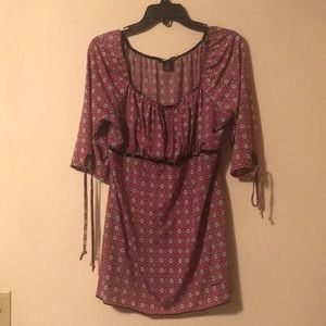 Size XL Pink & White & Black Belted Blouse